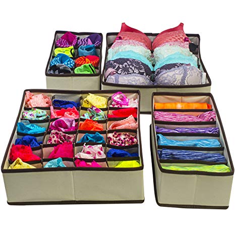 Sorbus Set of 4 Foldable Drawer Dividers, Storage Boxes, Closet Organizers, Under Bed Organizer