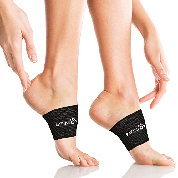SATINIOR Arch Support, 2 Plantar Fasciitis Sleeves/Braces for Heel Spurs and Flat Feet, Stop Arch Pain, Relieve Pain in Feet