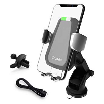 Wireless Car Charger, Auto-Clamping Qi Wireless Charger Car Mount with 360°Air Vent Holder & Dashboard, Fast Charging Compatible iPhone Xs MAX/XR/XS/X/8/8 Plus Samsung Galaxy S9/8/7/Note 8/9
