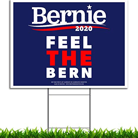 Vibe Ink Bernie Sanders Feel The Bern 2020 President Political Campaign Yard Sign Large 24x18 with Included Lawn H-Stake - Made in America - Waterproof - Front & Back