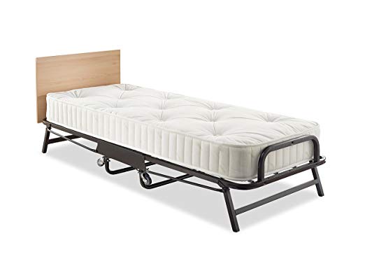 Jay-Be Hospitality Folding Bed with Deep Spring Mattress and Headboard, Regular, Black/White