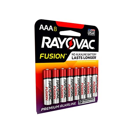 RAYOVAC AAA 8-Pack FUSION Premium Alkaline Batteries, 824-8TFUSK