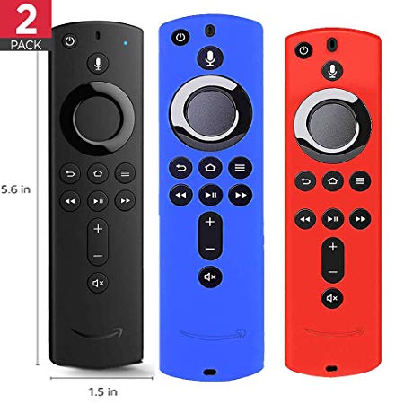 2 Pack Covers for All-New Alexa Voice Remote for Fire TV Stick 4K, Fire TV Stick (2nd Gen), Fire TV (3rd Gen) Shockproof Protective Silicone Case (Blue Red)