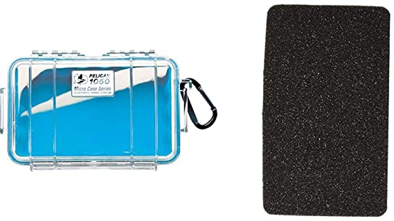 Pelican 1050 Micro Case - for iPhone, GoPro, Camera, and More & Pelican 1052 Foam Set (Blue/Clear)