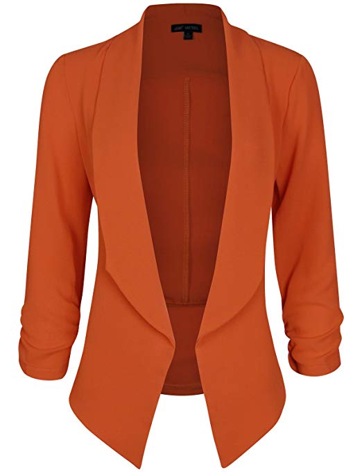 Michel Women's 3/4 Sleeve Blazer Casual Open Front Cardian Jacket Work Office Blazer