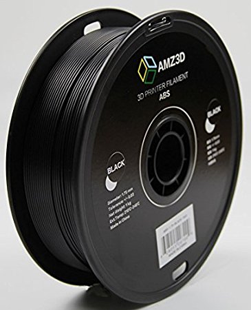 AMZ3D 1.75mm Black ABS 3D Printer Filament - 1kg Spool (2.2 lbs) - Dimensional Accuracy  /- 0.05mm