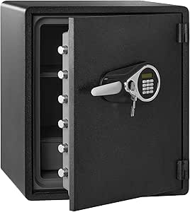 Amazon Basics Fireproof and Waterproof Safe Box with Digital Electronic Lock, 2.13 Cubic Feet, 24"Hx20.87"Wx19"D, Black