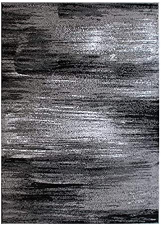 Masada Rugs, Modern Contemporary Area Rug, Grey Black White (8 Feet x 10 Feet)