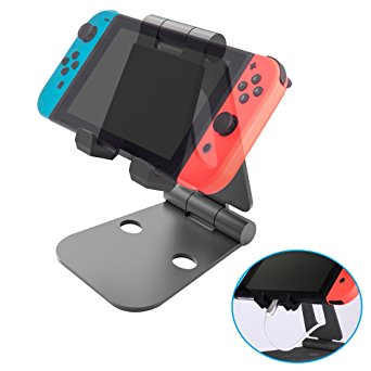 Nintendo Switch Stand, iDudu Foldable Adjustable Desktop charging Stand Cradle Holder for Nintendo Switch, iPhone, iPad and all Cellphones, Smartphones, Tablets, black