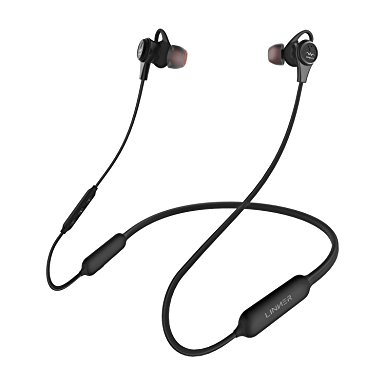 Linner Active Noise Cancelling Bluetooth Headphones 4.1 Wireless Sports Earphones - HD Stereo, IPX4 Sweat proof, 13 Hours Playtime, Neckband Magnetic Headset with Mic for Gym Jogging & Workdays -Black