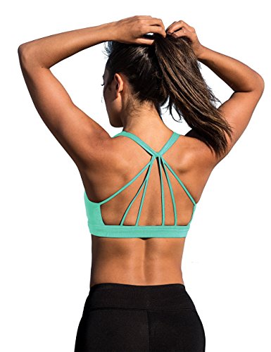 icyZone Padded Strappy Sports Bra Yoga Tops Activewear Workout Clothes for Women