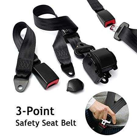 3 Point Adjustable Seat Safety Belt Harness Kit Seat Lap Belt Universal for Go Kart/UTV/Buggies/Van/VR/Truck/Bus/Cars and Vehicles