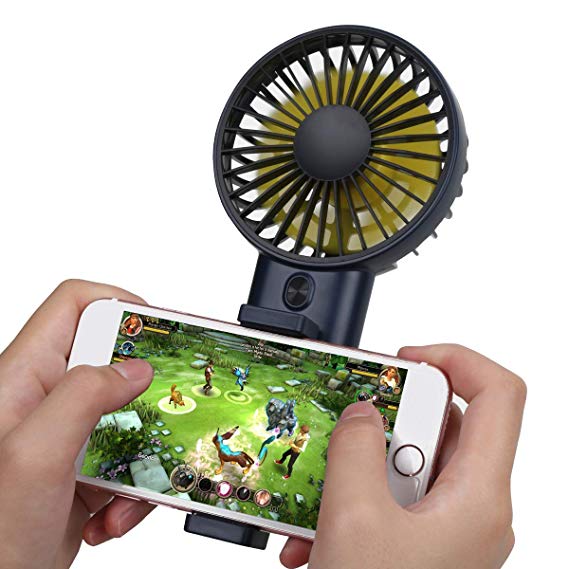 Bomb Mini Handheld Fan with Cell Phone Holder, Personal Portable Stroller Table Fan with USB Rechargeable Battery Operated Cooling Electric Fan for Office Room Outdoor Household Traveling