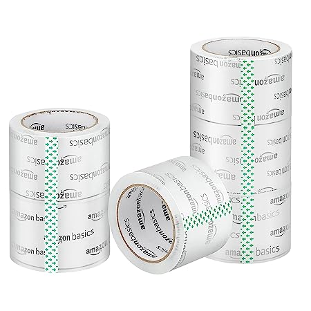 AmazonBasics Moving and Storage Packing Tape, 2.83"W x 49.9 Meters, 3"W Core, Clear, 6-Pack