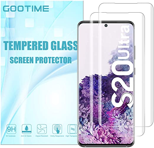 Tempered Glass for Galaxy S20 Ultra Screen Protector [Scratch Proof] Gootime Samsung S20 Ultra Glass Screen Protector [Touch Sensitive] Samsung Galaxy S20 Ultra Screen (S20 Ultra Clear 2 Films)