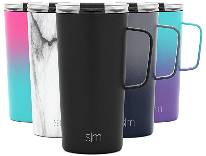 Simple Modern 18oz Scout Coffee Travel Mug Tumbler w/Clear Flip Lid - Cup Vacuum Insulated Camping Flask with Lid 18/8 Stainless Steel Hydro - Midnight Black