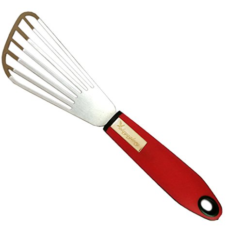 Alayaglory 10.6" Flexible Stainless Steel,Slotted Fish Spatula / Turner (Red)