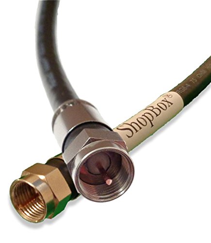 Black Quad Shield RG-6 Coax 75 Ohm Cable with Solid Copper Center Conductor for (Digital CATV, Satellite TV, or Broadband Internet) (8 Foot) by ShopBox