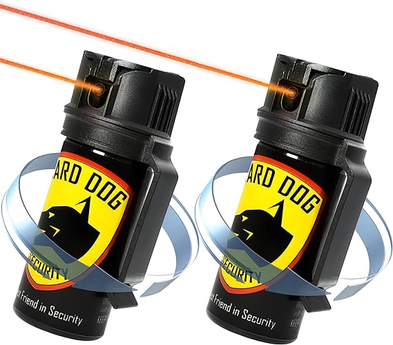 Guard Dog Security Pepper Spray 360 Degree Stream Pattern with Belt Clip - Pepper Gel for Tactical and Self Defense Use - Maximum Police Strength OC Spray with 18 Bursts