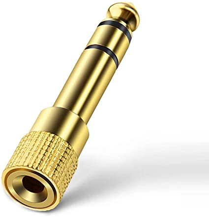 Stereo Audio Adapter , 6.35mm( 1/4 inch) Male to 3.5mm (1/8 inch ) Female Headphone Jack Plug Gold Plated, one Pack
