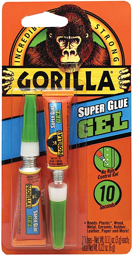 Gorilla Super Glue Gel, Two 3 Gram Tubes, Clear, (Pack of 1)