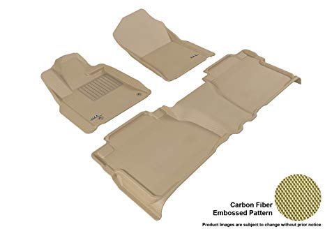 3D MAXpider Complete Set Custom Fit All-Weather Floor Mat for Select Toyota Tundra Models - Kagu Rubber (Tan)