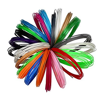 3D Pen Filament Refills - 20 STENCIL EBOOK & BONUS GLOW IN THE DARK COLOR INCLUDED - 1.75mm ABS - 345 Linear Feet Total of 15 Different Colors in 23 Foot Lengths