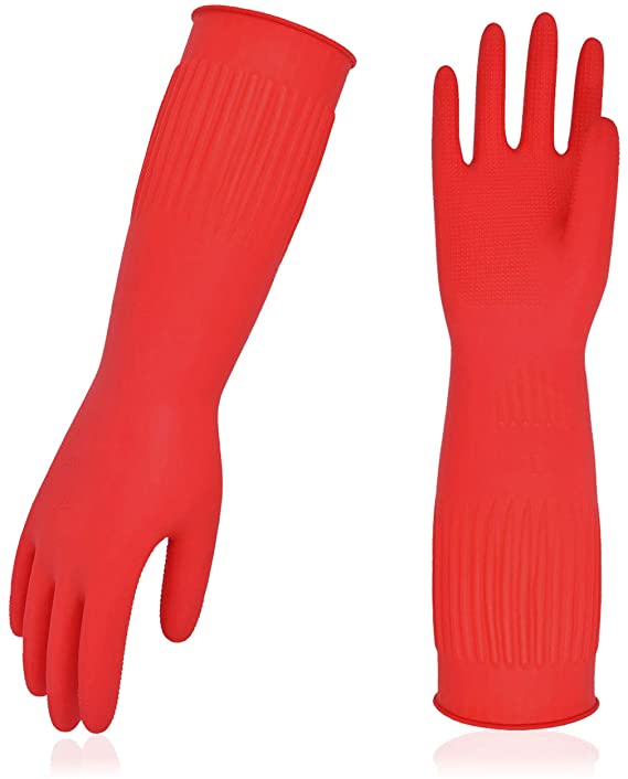 Vgo Dishwashing Gloves, Reusable Household Gloves, Kitchen/Cleaning (Size S, Red, RB2143)