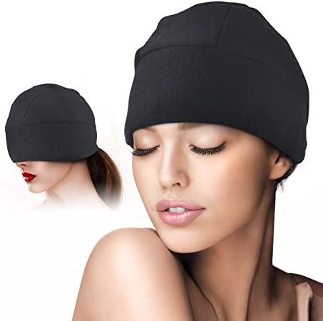 Newly Upgraded Headache and Migraine Relief Cap, Head Gel Ice Cap for Tension Headache Relief, Adjustable, Comfortable, Long Cool,Black with Six Ice Packs