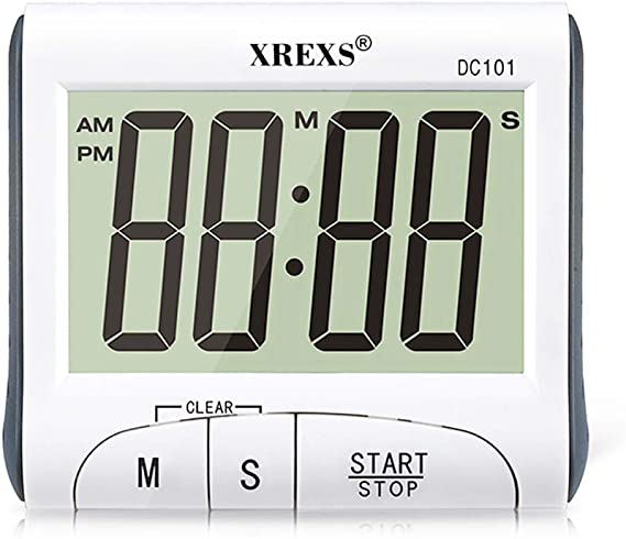 Large Display Kitchen Timer Digital - XREXS Count Down Up Timer Clock, Magnetic Loud Alarm Cooking Timer with Stand (Battery Included)