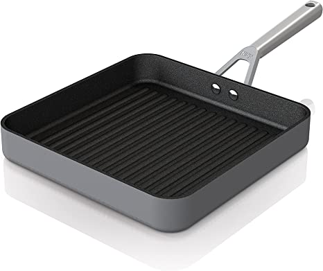 Ninja C30528 Foodi NeverStick Premium 11-Inch Square Grill Pan, Hard-Anodized, Nonstick, Durable & Oven Safe to 500°F, Slate Grey