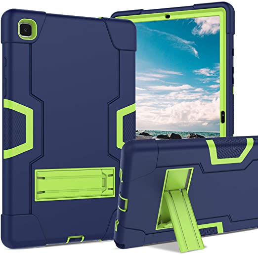 Galaxy Tab A7 10.4 Case 2020, DUEDUE Kickstand Shockproof 3 in 1 Heavy Duty Hybrid Hard PC Cover High Impact Full Body Protective Case for Samsung Galaxy Tab A7 10.4 inch SM-T500/SM-T505, Navy Blue/Green