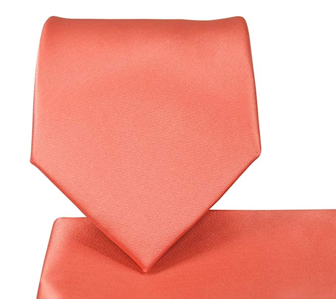 Solid Pattern NeckTie & Matching Pocket Square Handkerchief Set
