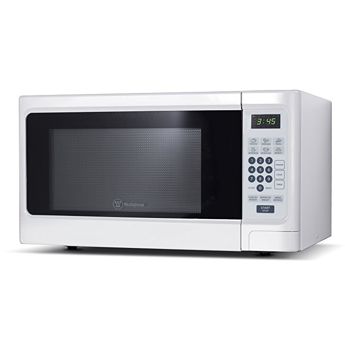 Westinghouse WCM11100W 1000 Watt Counter Top Microwave Oven, 1.1 Cubic Feet, White Cabinet