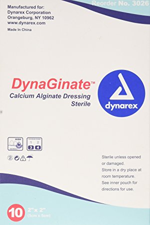 Dynarex Dynaginate Calcium Alginate Dressing, 10 Count/2 x 2 Inch