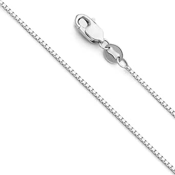 14k Yellow OR White Gold SOLID 0.9mm Box Link Chain Necklace with Lobster Claw Clasp