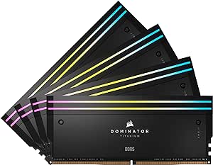 CORSAIR DOMINATOR TITANIUM RGB DDR5 RAM 96GB (4x24GB) 6400MHz CL32 Intel XMP iCUE Compatible Computer Memory - Black (CMP96GX5M4B6400C32)