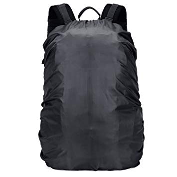 OMERIL Backpack Raincover Waterproof Rucksack Bag Rain Cover for School Hiking Camping Traveling/Cycling /Climbing/Riding /Outdoor Activities (Black, Size L: 55-60L)