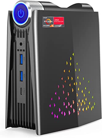 [Gaming Mode] Mini Gaming PC, AMD Ryzen 5 5600U (up to 4.2Ghz) 16GB DDR4 512GB NVMe SSD Windows 11 Pro Mini PC RGB Lights AMR5 Mini Computer 4K HDMI DP Type-C WiFi 6 BT 5.2 Small PC, Auto Power On