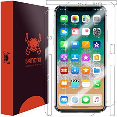 iPhone X Screen Protector   Full Body , Skinomi TechSkin Full Coverage Skin   Screen Protector for iPhone X Front & Back Clear HD Film