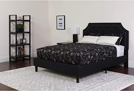 Flash Furniture Brighton Twin Size Tufted Upholstered Platform Bed in Black Fabric