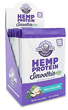 Manitoba Harvest Hemp Protein Smoothie Mix, Vanilla Chai, 1.1oz (Pack of 12 Single Serve Packets); with 15g of Protein per Serving