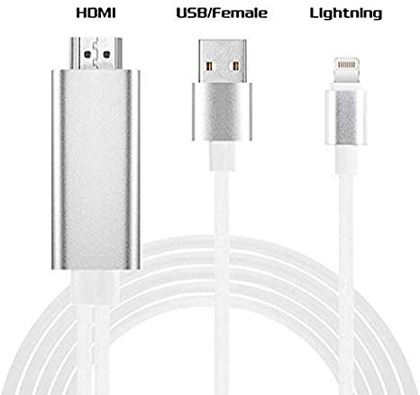 MASON TURNER Compatible with iPhone iPad to HDMI Cable, 6.6ft iPhone to HDMI Adapter Connector 1080P HDTV Cable, Digital AV Adapter Cord for iPhone X/8/7/6s Plus/iPad/iPod to TV Projector Monitor