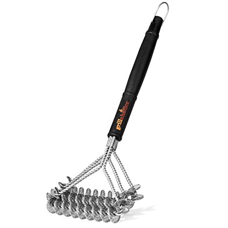 Grillaholics Bristle Free Safe Grill Brush, Safer than Grill Brushes with Wire Bristles, Professional Heavy Duty Stainless Steel, Grill Cleaner Healthier BBQ on Gas or Charcoal Grills