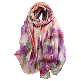 STORY OF SHANGHAI Womens 100% Mulberry Silk Head Scarf For Hair Ladies Floral And Butterfly Scarf Gift for Valentine's Day
