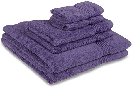 Superior Luxurious Soft Hotel & Spa Quality 6-Piece Towel Set, Made of 100% Premium Long-Staple Combed Cotton - 2 Washcloths, 2 Hand Towels, and 2 Bath Towels, Royal Purple