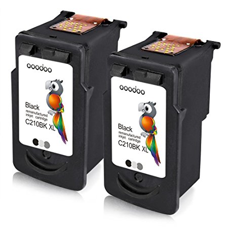 AOODOO Remanufactured Canon PG 210XL Ink Cartridge (2 Black) with Ink Level Display High Yield Used in PIXMA MP240 MP250 MP280 MX320 MX410 MX420 MP480 IP2702 Printer