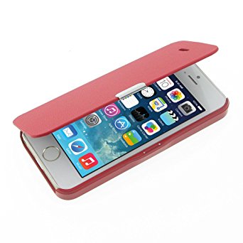 iPhone 5s Case, iPhone 5 case, MTRONX™ Magnetic Ultra Folio Flip Slim Leather Twill Case Cover Pouch for for Apple iPhone SE, iPhone 5s iPhone 5 (Red)