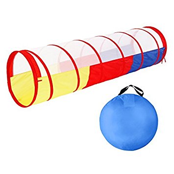 SGILE Play Tunnel with Safety Meshing, Lengthened Colorful Pop up Discovery Crawling Tube for Kids Children, Visibility Indoor and Outdoor,180cm(L)X48cm(D)