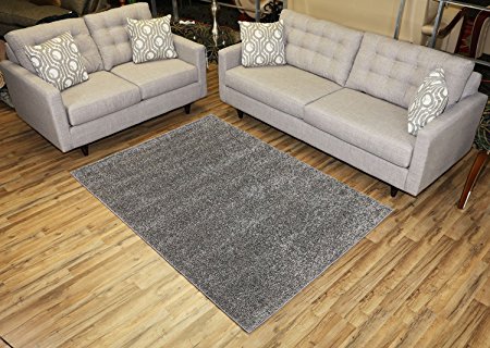 Shaggy Collection Solid Color Shag Area Rugs (Gray, 5'x7') (4129)